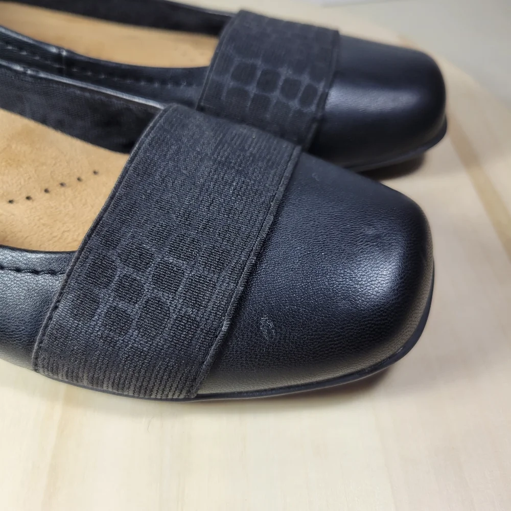 Trotters Samantha Flat Black Square Toe Ballet Flats Croc Women's Size 7.5‎ M - Picture 10 of 11